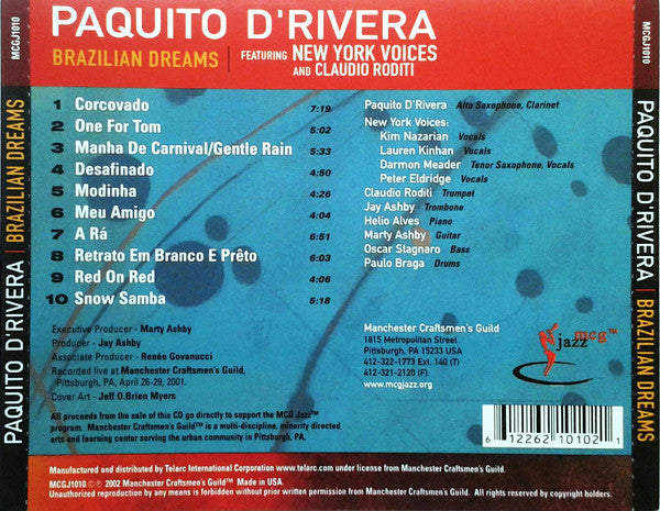 Paquito D'Rivera Featuring New York Voices And Claudio Roditi : Brazilian Dreams (CD, Album)