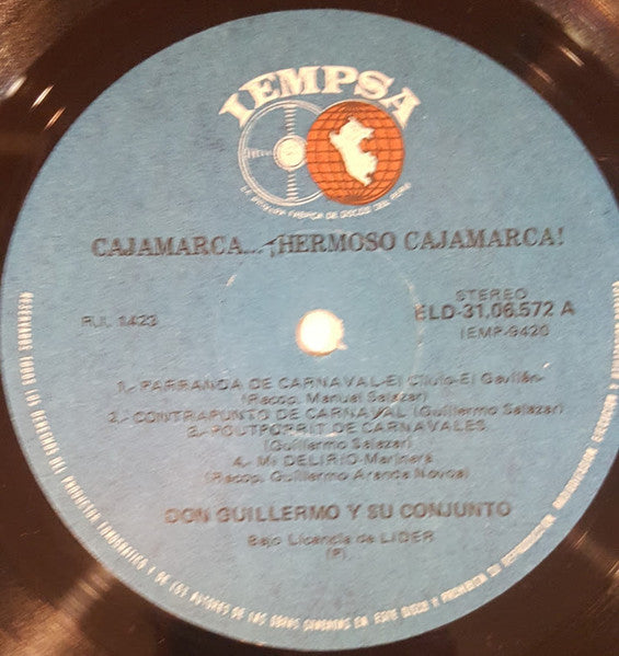 Don Guillermo Y Su Conjunto : Cajamarca...¡Hermoso Cajamarca! (LP, Album)