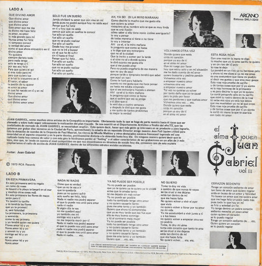 Juan Gabriel - El Alma Joven Vol. III vinyl record, LP (Very Good Plus (VG+)) | Lulo Records