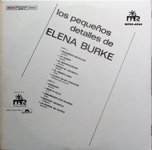 Elena Burke : Éstos Son Los Pequeños Detalles De Elena Burke (LP)