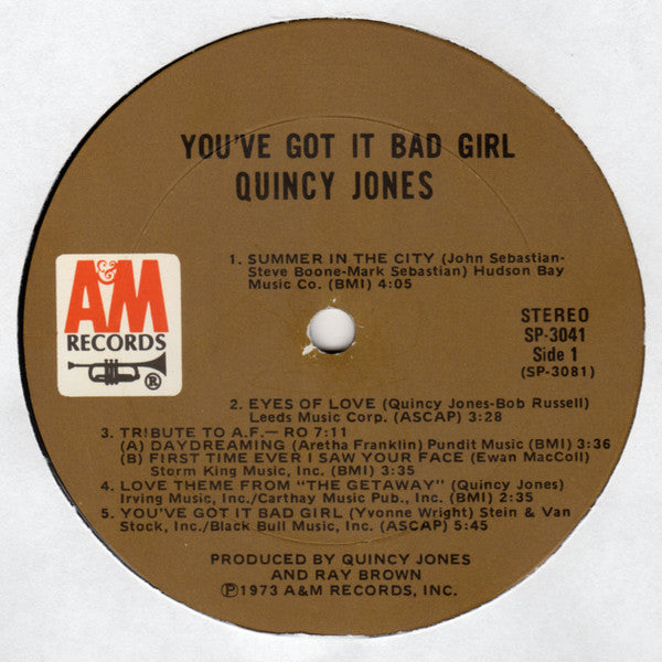 Quincy Jones : You've Got It Bad Girl (LP, Album, Ter)