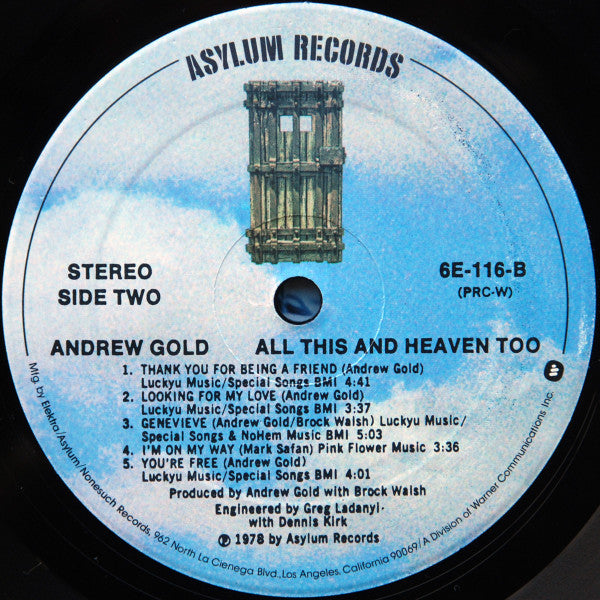 Andrew Gold : All This And Heaven Too (LP, Album, PRC)