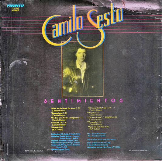 Camilo Sesto : Sentimientos (LP, Album)