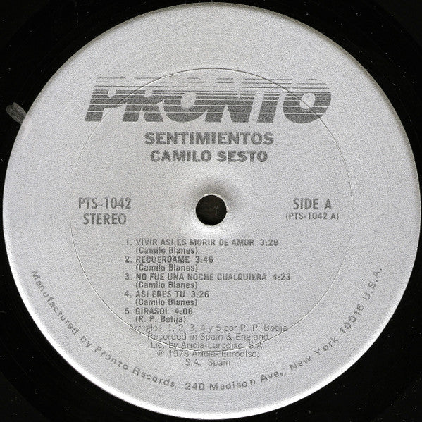 Camilo Sesto : Sentimientos (LP, Album)