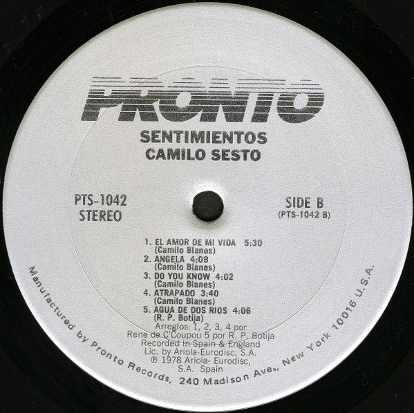 Camilo Sesto : Sentimientos (LP, Album)