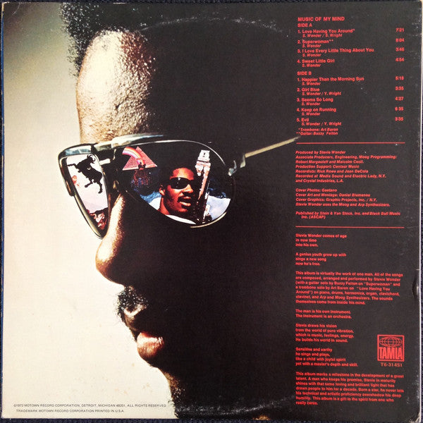 Stevie Wonder : Music Of My Mind (LP, Album, RP, Mon)