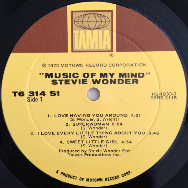 Stevie Wonder : Music Of My Mind (LP, Album, RP, Mon)