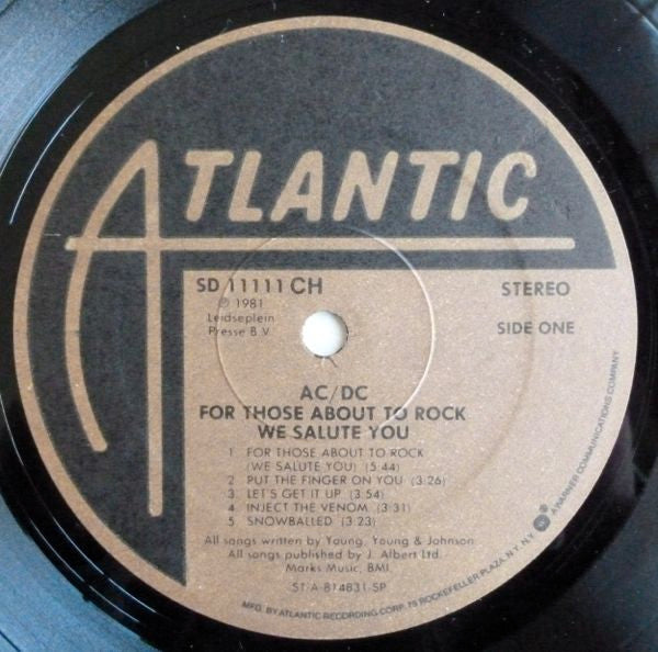 AC/DC : For Those About To Rock (We Salute You) (LP, Album, Club, Gat)