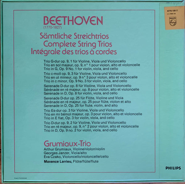 Ludwig van Beethoven, Grumiaux Trio : Sämtliche Streichtrios = Complete String Trios = Intégrale Des Trios À Cordes (3xLP, RE + Box)