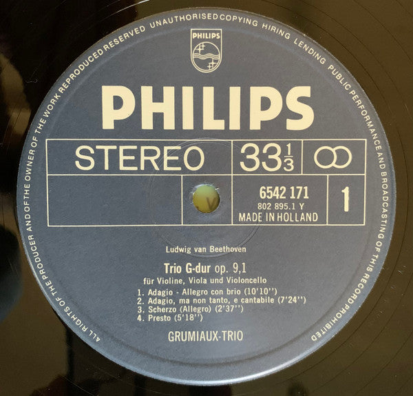 Ludwig van Beethoven, Grumiaux Trio : Sämtliche Streichtrios = Complete String Trios = Intégrale Des Trios À Cordes (3xLP, RE + Box)