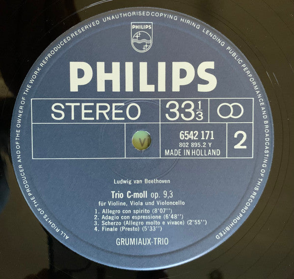 Ludwig van Beethoven, Grumiaux Trio : Sämtliche Streichtrios = Complete String Trios = Intégrale Des Trios À Cordes (3xLP, RE + Box)