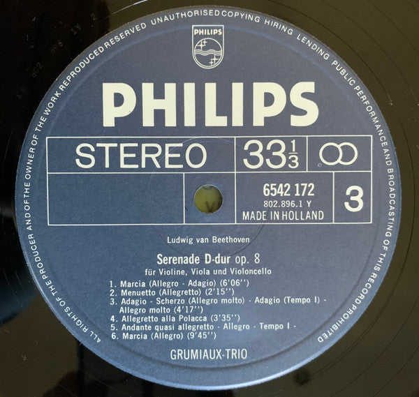 Ludwig van Beethoven, Grumiaux Trio : Sämtliche Streichtrios = Complete String Trios = Intégrale Des Trios À Cordes (3xLP, RE + Box)