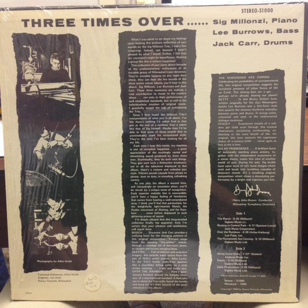 The Sig Millonzi Trio : Three Times Over (LP, Album)