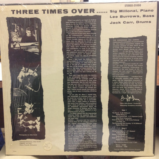 The Sig Millonzi Trio : Three Times Over (LP, Album)
