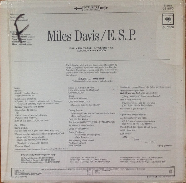 Miles Davis : E.S.P. (LP, Album, RE)