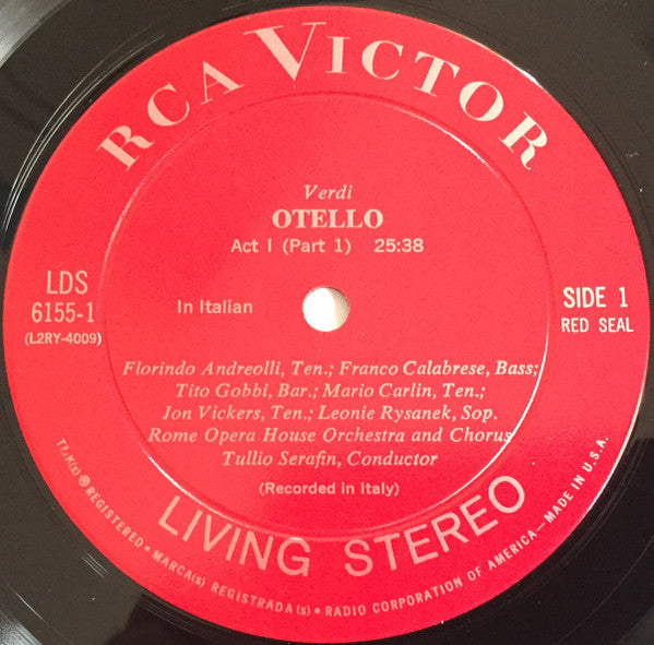 Giuseppe Verdi, Jon Vickers · Leonie Rysanek · Tito Gobbi, Tullio Serafin · Orchestra Del Teatro Dell'Opera Di Roma And Coro Del Teatro Dell'Opera Di Roma : Otello (3xLP + Box, Sli)