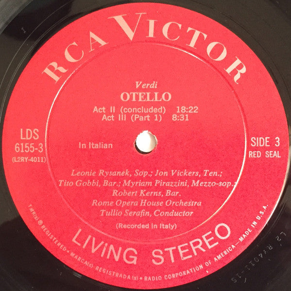 Giuseppe Verdi, Jon Vickers · Leonie Rysanek · Tito Gobbi, Tullio Serafin · Orchestra Del Teatro Dell'Opera Di Roma And Coro Del Teatro Dell'Opera Di Roma : Otello (3xLP + Box, Sli)