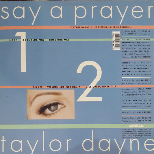 Taylor Dayne - Say A Prayer vinyl record, 12" (Very Good Plus (VG+)) | Lulo Records