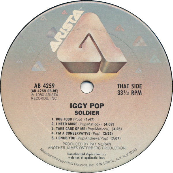 Iggy Pop : Soldier (LP, Album, San)