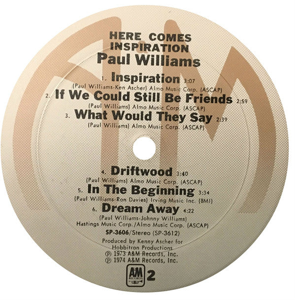 Paul Williams (2) : Here Comes Inspiration (LP, Album, Pit)
