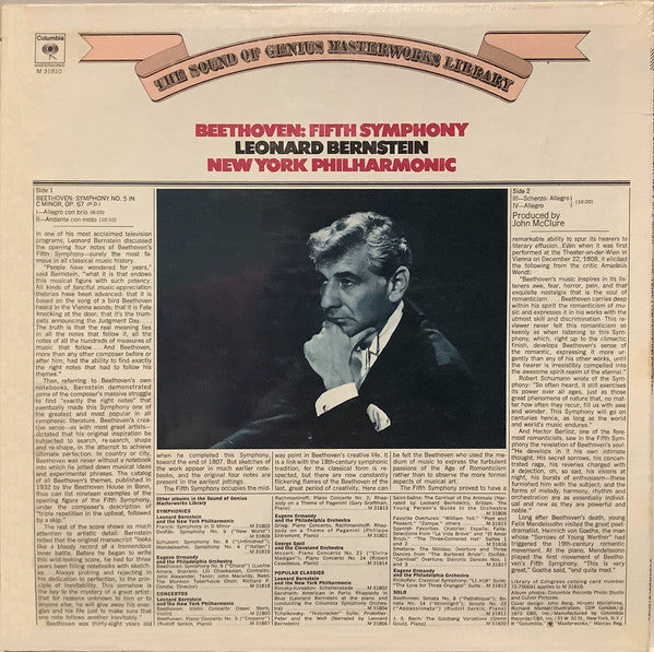 Ludwig van Beethoven, Leonard Bernstein, New York Philharmonic : Fifth Symphony (LP)
