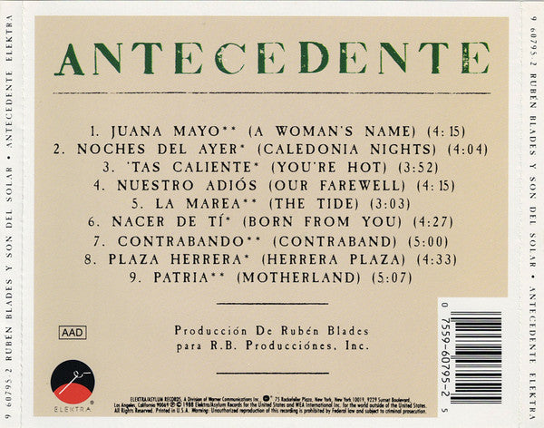 Ruben Blades Y Son Del Solar : Antecedente (CD)