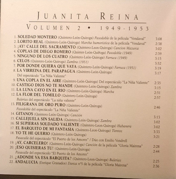 Juanita Reina : Volumen 2 - 1949-1953 (CD, Comp)