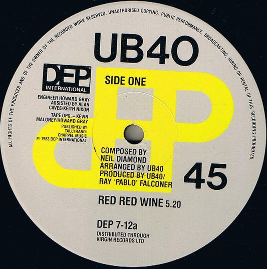 UB40 : Red Red Wine (12", Single)