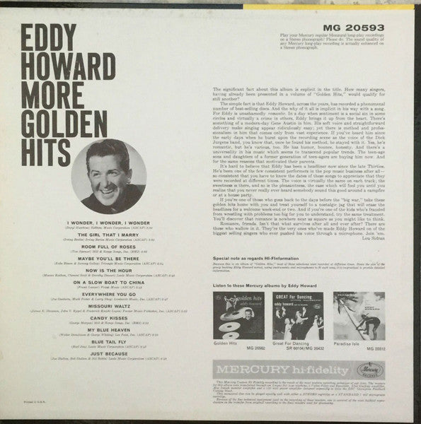 Eddy Howard And His Orchestra : More Golden Hits (LP, Comp, Mono)