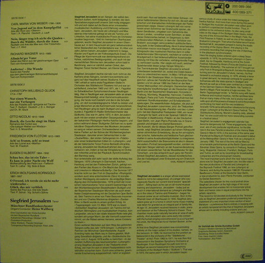 Siegfried Jerusalem, Münchner Rundfunkorchester, Heinz Wallberg - Glanzvolle Arien vinyl record, LP (Near Mint (NM or M-)) | Lulo Records
