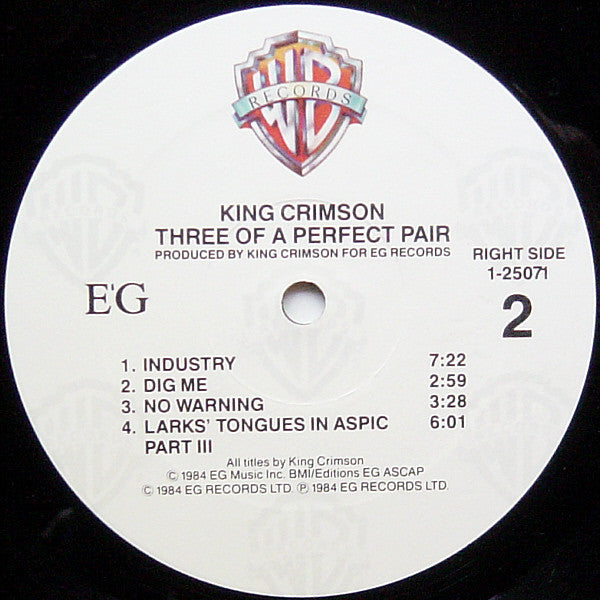King Crimson : Three Of A Perfect Pair (LP, Album)