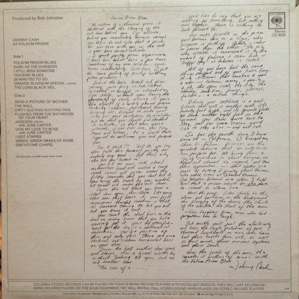 Johnny Cash : At Folsom Prison (LP, Album)
