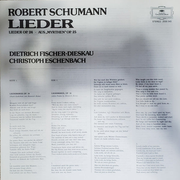 Robert Schumann - Dietrich Fischer-Dieskau ∙ Christoph Eschenbach : Lieder Op. 24 ∙ Aus "Myrthen" Op. 25 (LP)