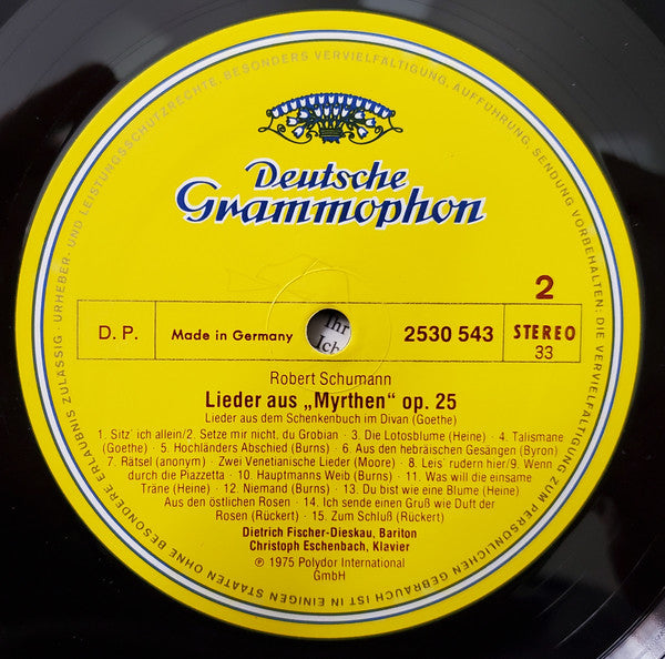 Robert Schumann - Dietrich Fischer-Dieskau ∙ Christoph Eschenbach : Lieder Op. 24 ∙ Aus "Myrthen" Op. 25 (LP)
