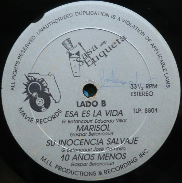 Salsa Con Etiqueta (Randy) : Un Dia Mas  (LP, Album)