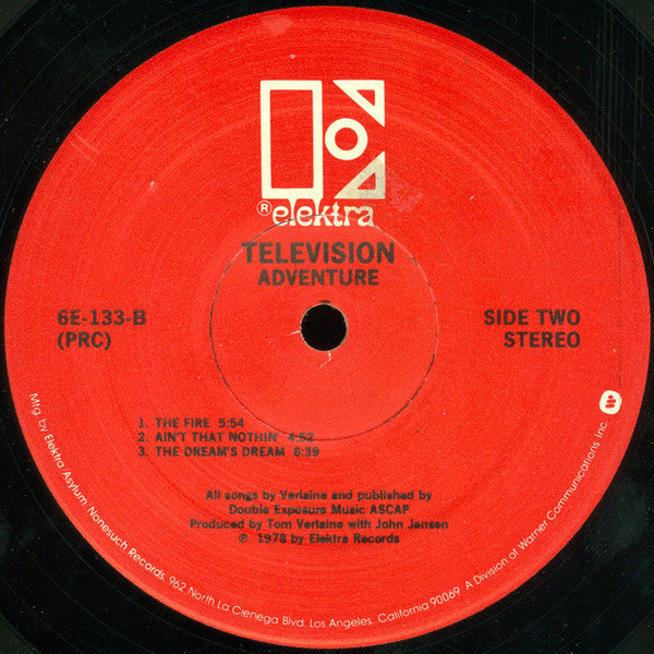 Television : Adventure (LP, Album, PRC)