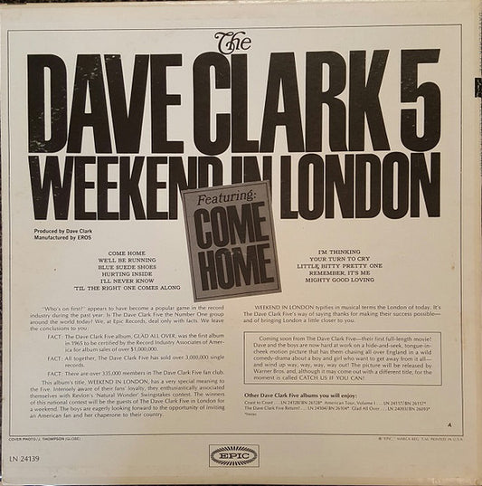 The Dave Clark Five - Weekend In London vinyl record, LP (Very Good Plus (VG+)) | Lulo Records