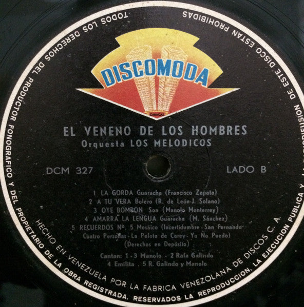 Los Melódicos : El Veneno De Los Hombres (LP, Album, Mono)