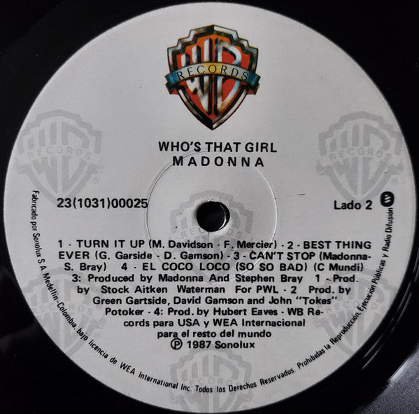 Madonna : Who's That Girl (Original Motion Picture Soundtrack) (LP, Album)