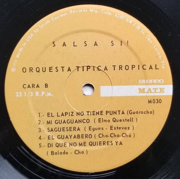 Orquesta Tipica Tropical : Salsa Sí (LP, Album, RP)
