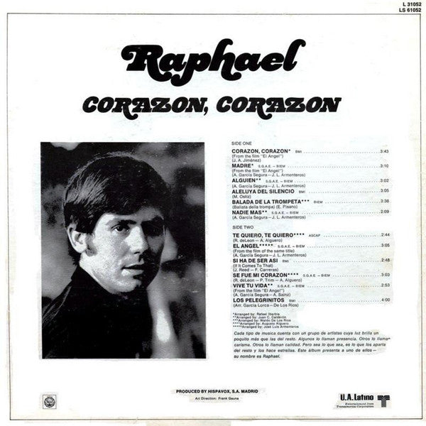 Raphael (2) : Corazón Corazón (LP, Album, Mono)