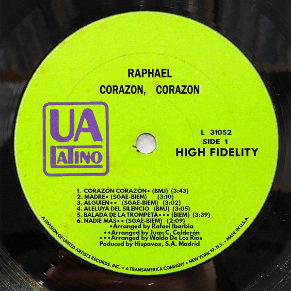 Raphael (2) : Corazón Corazón (LP, Album, Mono)