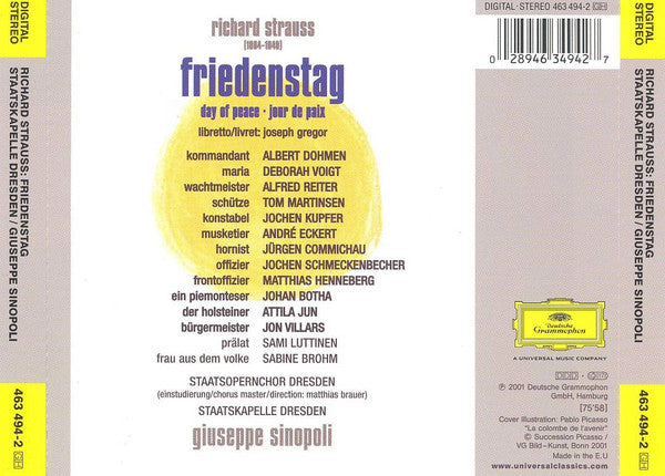 Richard Strauss - Giuseppe Sinopoli, Deborah Voigt · Albert Dohmen · Staatskapelle Dresden : Friedenstag (CD, Album)