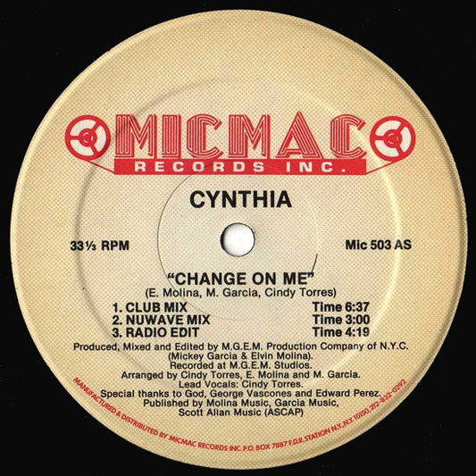 Cynthia : Change On Me (12")