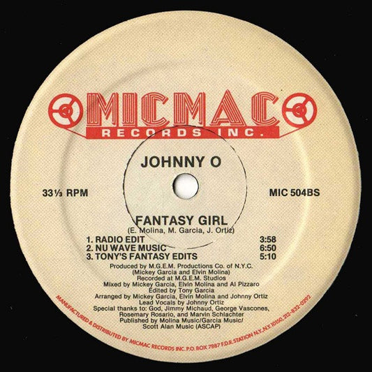 Johnny O - Fantasy Girl vinyl record, 12" (Very Good Plus (VG+)) | Lulo Records