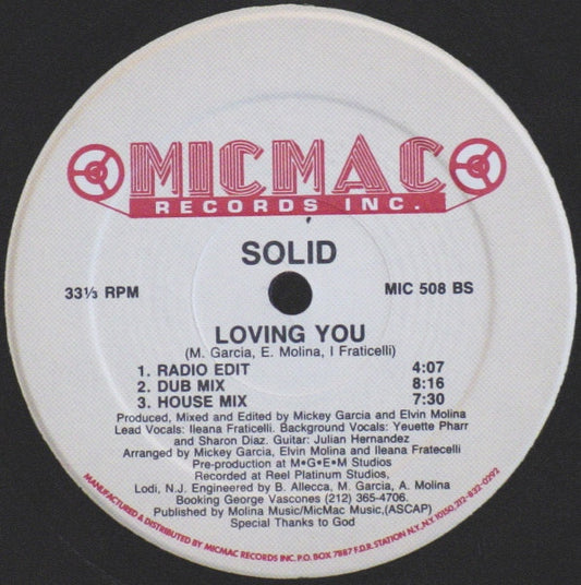 Solid - Loving You vinyl record, 12" (Very Good (VG)) | Lulo Records