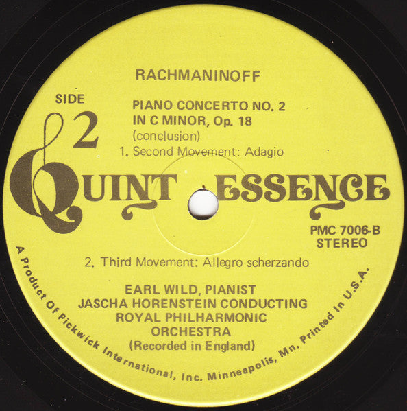 Sergei Vasilyevich Rachmaninoff, Earl Wild / Jascha Horenstein, Royal Philharmonic Orchestra : Piano Concerto No. 2 / Rhapsody On A Theme Of Paganini (LP, Album)