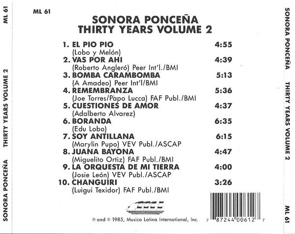 La Sonora Ponceña : 30th Anniversary Vol. 2 (CD, Comp)