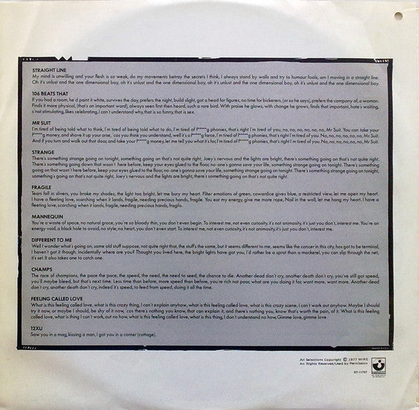 Wire : Pink Flag (LP, Album, Win)