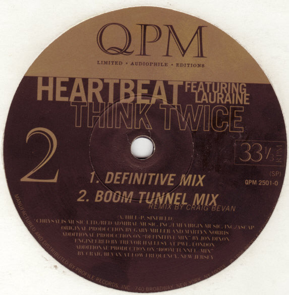Heartbeat (6) Featuring Lorraine McIntosh : Think Twice (12")